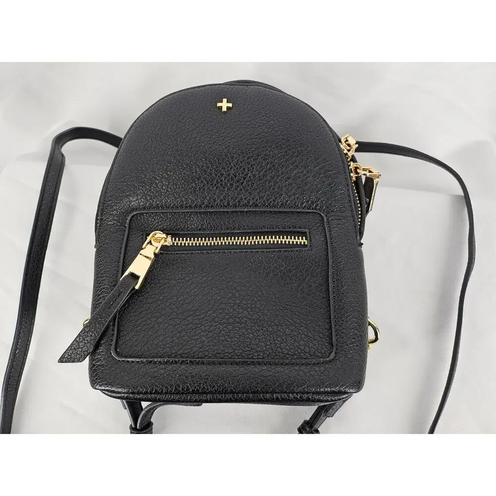 PETA & JAIN ZOE MINI BACKPACK – BLACK – VEGAN LEATHER – GOLD HARDWARE